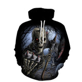 Skull Hoodie 3D Digital Printing Sweater Skull Loose Sports Hoodie Baseball Uniform