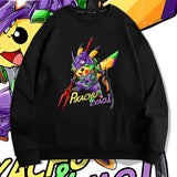 Men and Women Pokemon Pikachu Hoodie Neon Genesis Evangelion EVA Crew Neck Sweater