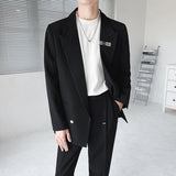 Double Brewed Seersucker Suit Leisure Suits for Men Loose Suit