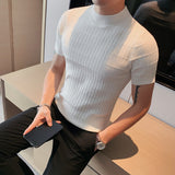 Men Short Sleeve T-Shirt Slim Fit Stretch Casual Top T-shirt