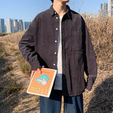 Corduroy Patch Jacket Corduroy Shirt Men Baggy Coat