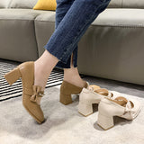 Nude Chunky Heel Pearl Mary Jane Shoes