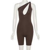 Summer High Waist Tight Sleeveless Casual Sports One-Piece Shorts