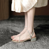 Nude Block Heel Sandals Summer Roman Casual Sandals