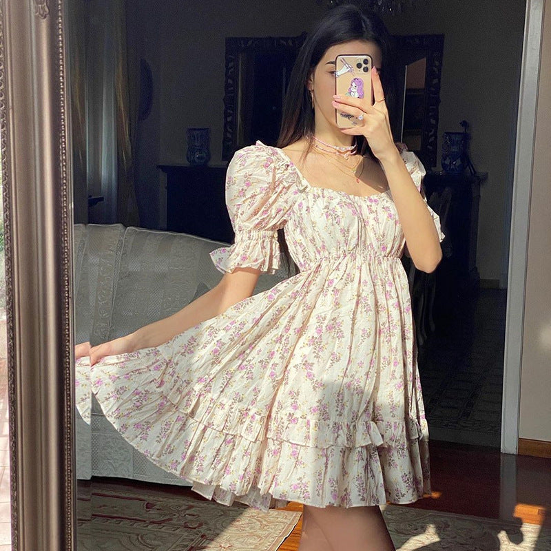Women Summer Dresses Midi Dress Summer Puff Sleeve Short Skirt Dress