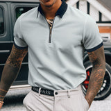 Polo Shirts Solid Color Polo Zipper Men's Polo Shirt T-shirt