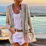 Women Bohemian Shirts Women's Winter Sequin Cardigan Top