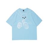 Men T Shirt Summer Casual Tops Cartoon Rabbit Print Short Sleeve T-shirt