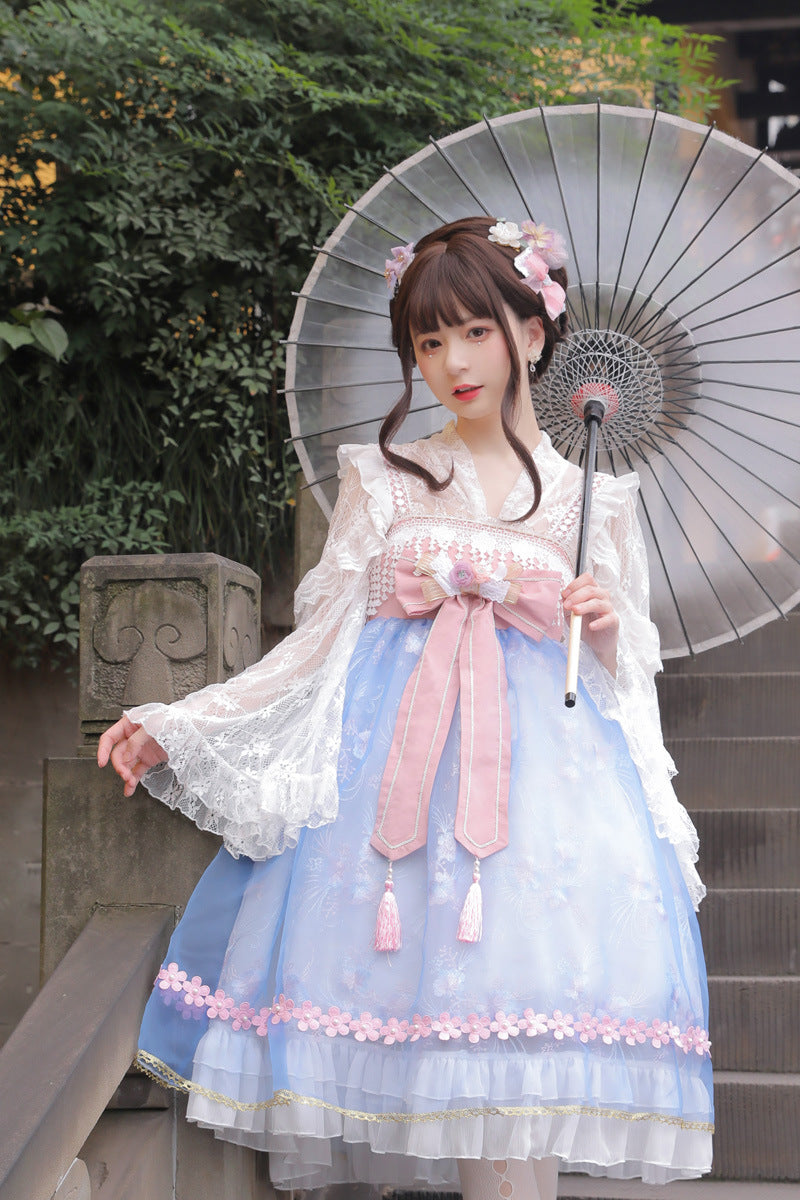 Gothic Lolita Harajuku Style Clothing Translucent Lace Inner Match Chinese Style Lolita JSK Dress