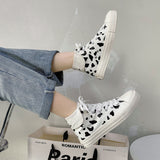 Cow Print Hey Dude Shoes Fall Black and White Spots Leopard Print Canvas Shoes Women Flat Heel Low-Top Breathable White Shoes