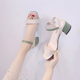 Nude Chunky Heel Roman Sandals