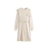 Fairy Dress Autumn Clothes plus Size Women's Clothes Bottoming Dress Slimming Chiffon Sleeves Knitted Skirt