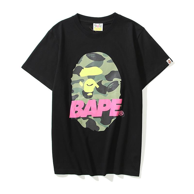 Shark Print T Shirt Summer Pink Letter Print Short-Sleeve T-shirt
