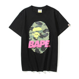 Shark Print T Shirt Summer Pink Letter Print Short-Sleeve T-shirt