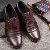 Indo Western Shoes Spring Men's Casual Leather Shoes Lace-up Litchi Leather Shoes