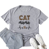 Boy Mama T Shirts Leopard Print Cat Mama Letter Print T-shirt