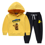 Children Pokemon Pikachu Hoodie & Pant Set Fleece Lined Padded Warm Keeping Winter Clothes Sweatershirt