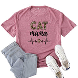 Boy Mama T Shirts Leopard Print Cat Mama Letter Print T-shirt