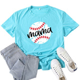 Boy Mama T Shirts Baseball Mama Pattern Printed T-shirt