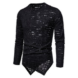 Transparent Shirt for Men Punk V-neck Long Sleeve Bottoming T-shirt