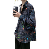 Men's Shirts Loose Long Sleeve Printed Shirt