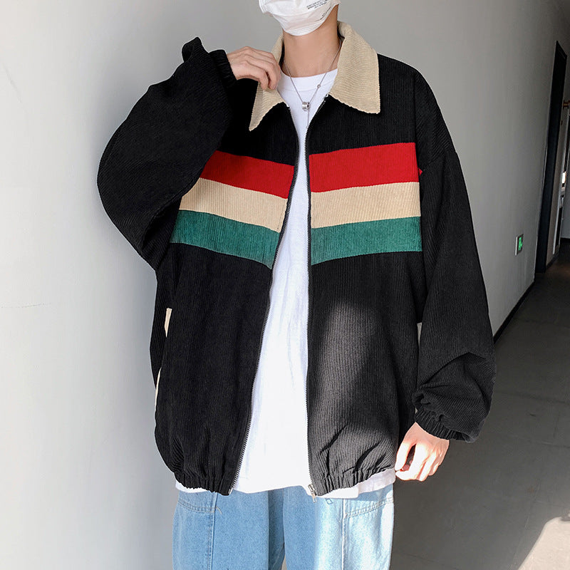 Corduroy Patch Jacket Corduroy Coat for Men Spring and Autumn Casual Jacket