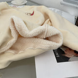 Harvard Sweatshirt Pumpkin Letter Print Thick Lambswool Brushed Hoody Women