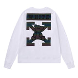 Off White Sweatshirts Long Sleeve round Neck Sweater Autumn and Winter Bear Arrow Pattern Sweater for Men and Women