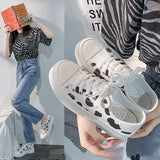 Cow Print Hey Dude Shoes Canvas Shoes Women's Spring and Autumn Thick Bottom Breathable Sneakers Cows Pattern White Shoes