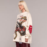 Rrr123 Sweatshirt Loose Sports and Leisure Python Foam Printed Crew Neck Sweatshirt