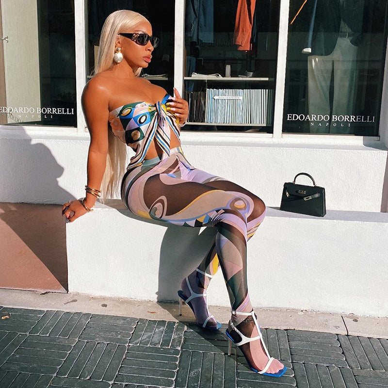 Spring Printing Skinny Hip Raise Sports Fitness Leggings
