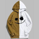 Smiley Face Hoodie Color Matching Stitching Casual Hoodie Jacket Stitching