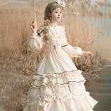 Gothic Lolita Harajuku Style Clothing Shepherd Long Sleeve Op Dress Lolita Design CLA Pastoral Style Skirt