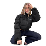 Women Coats Autumn and Winter Stand Collar Zipper Pocket Leisure Warm Cotton-Padded Coat for Women