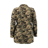 Nina Parker Camo Jacket Rivet Multi-Bag Drawstring Cool Camouflage Workwear Casual Baseball Uniform