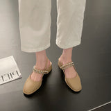 Nude Pumps Block Heel Sandals Summer Vintage High Heels