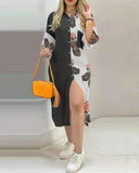 Women Exotic Dresses Button Pocket Long Sleeve Shirt Dress Long Dress