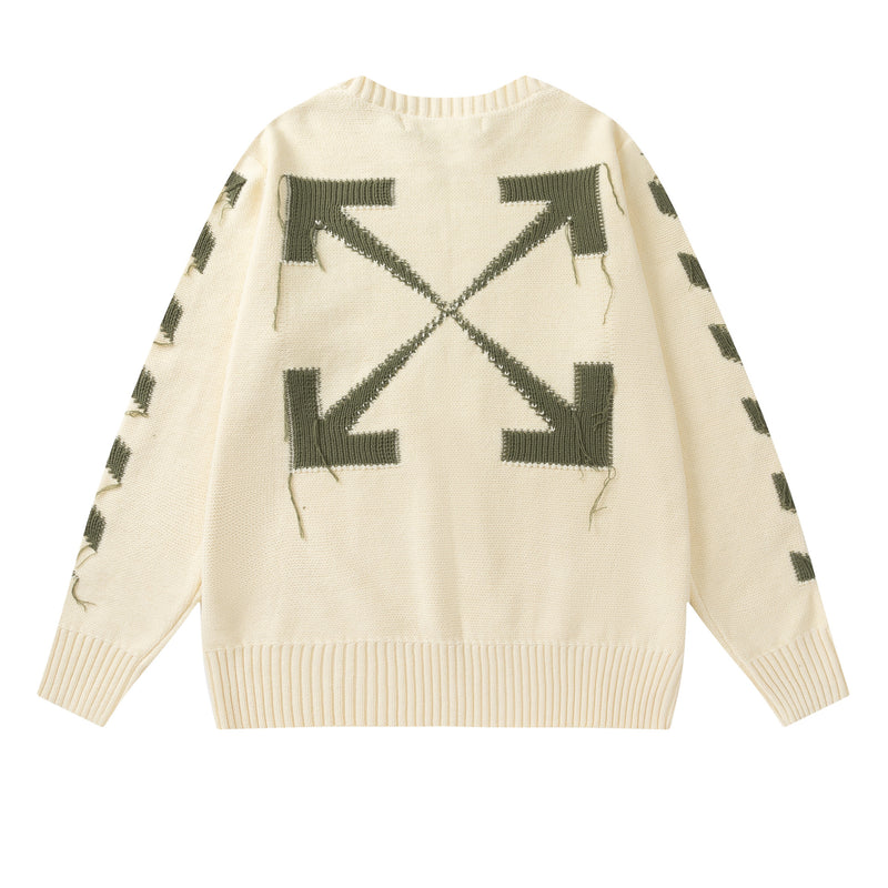 Off White Winter Fleece Sweatshirts Autumn and Winter Knitted Sweater for Men and Women
