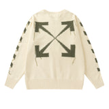 Off White Winter Fleece Sweatshirts Autumn and Winter Knitted Sweater for Men and Women