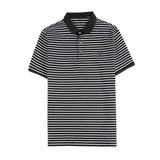 Men Polo Shirts Stretch Knitted Cotton Embroidered Slim Lapel T-shirt Striped Short Sleeve