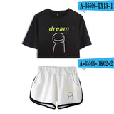 Dreamwastaken Men's Novelty Hoodies Dream Merch Shirt Printed Sexy Navel Exposed T-shirt Shorts Set