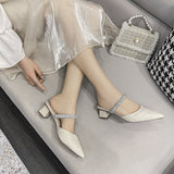 Nude Block Heel Sandals Rhinestone Sandals