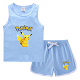 Children Pokemon Pikachu Tshirts & Shorts Casual Sports Sweat-Absorbent Suit Neutral