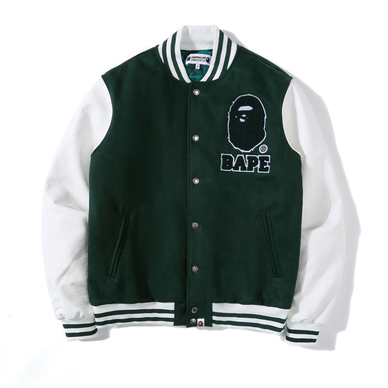 BAPE Varsity Jacket Fashion Brand Jacket Stand Collar Coat