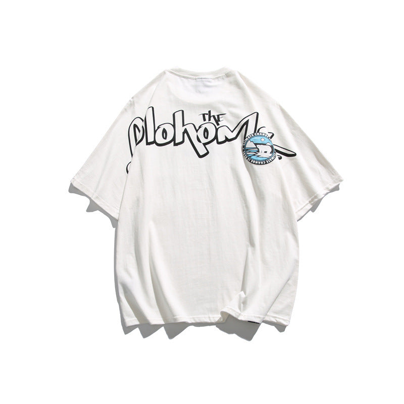 Man Summer T Shirt Cartoon Round Neck
