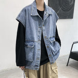 Denim Shirts Denim Men's Spring and Autumn Trendy Coat Fashion Brand Loose Sleeveless