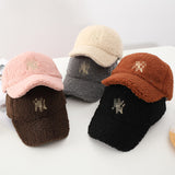 Yankee Baseball Cap Women's Autumn and Winter Lamb Wool Baseball Cap Thickened Warm Peaked Cap