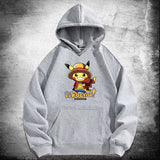 Men and Women Pokemon Pikachu Hoodie Loose Shoulder Long Sleeve Top Clothes