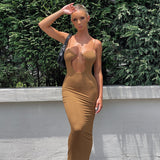 Music Festivals Rave Outfits Dress Sexy Suspenders Hollow Low Cut Backless Slim Fit Dress