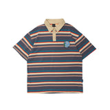 Men's T Shirt Summer Casual Tops Striped Short Sleeve Polo Shirt Men's Color Contrast Patchwork Half Sleeve Trendy Loose Half Sleeve